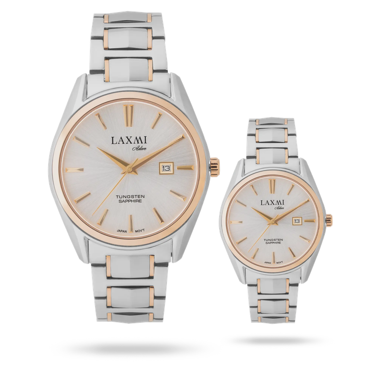 ست ساعت مچی عقربه ای زنانه و مردانه لاکسمی مدل1 - 8560L - 85601G